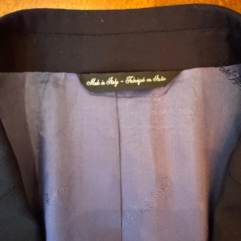 Saks Fifth Avenue Blazer Men Navy Blue Ermenegildo Zegna Cloth Made in Italy 42T